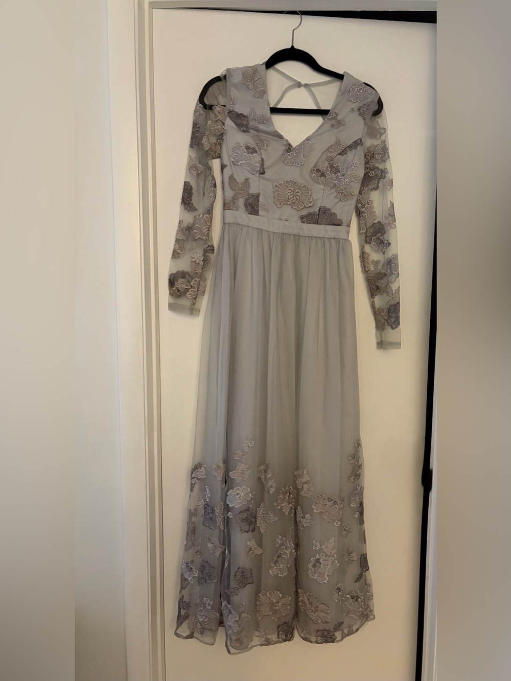 Chi Chi London Long Sleeve Maxi Dress in Soft Grey - 2
